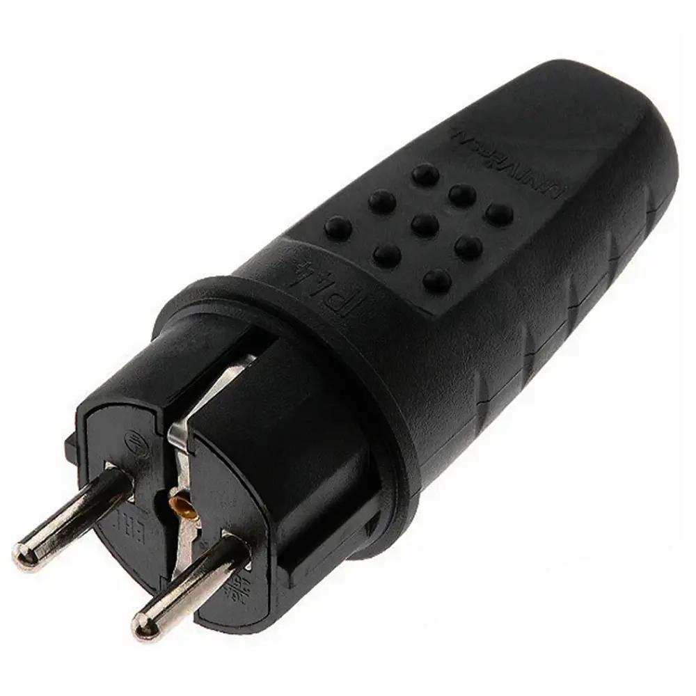 Фото 4 Каучуковая вилка Filum FL-PLUG-EU-IP44-BK 2P+PE 16A 250В IP44 переносная чёрная Фото 4 Каучуковая вилка Filum FL-PLUG-EU-IP44-BK 2P+PE 16A 250В IP44 переносная чёрная
