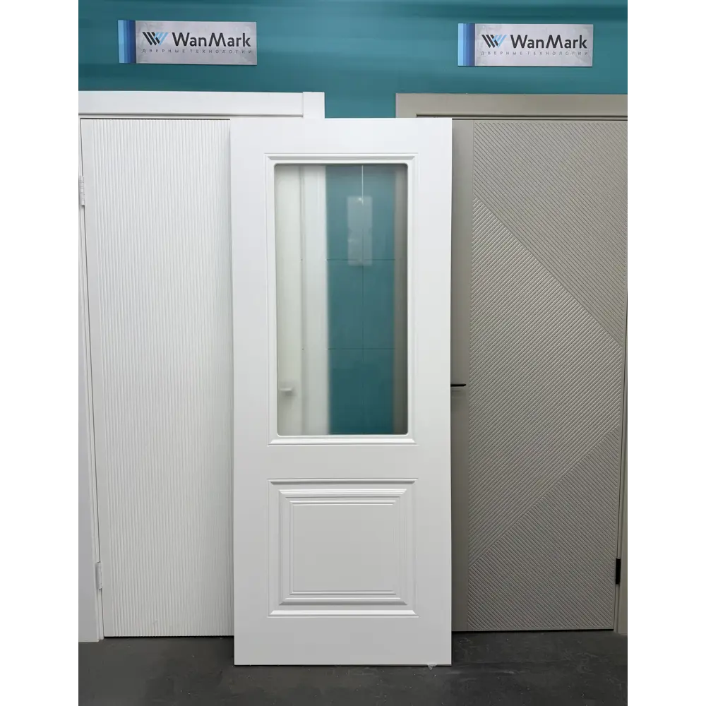 Фото 3 Комплект межкомнатной двери Wanmark Симпл-2 остеклённая 200x60см Эмаль цвет белый с коробом и наличниками Фото 3 Комплект межкомнатной двери Wanmark Симпл-2 остеклённая 200x60см Эмаль цвет белый с коробом и наличниками
