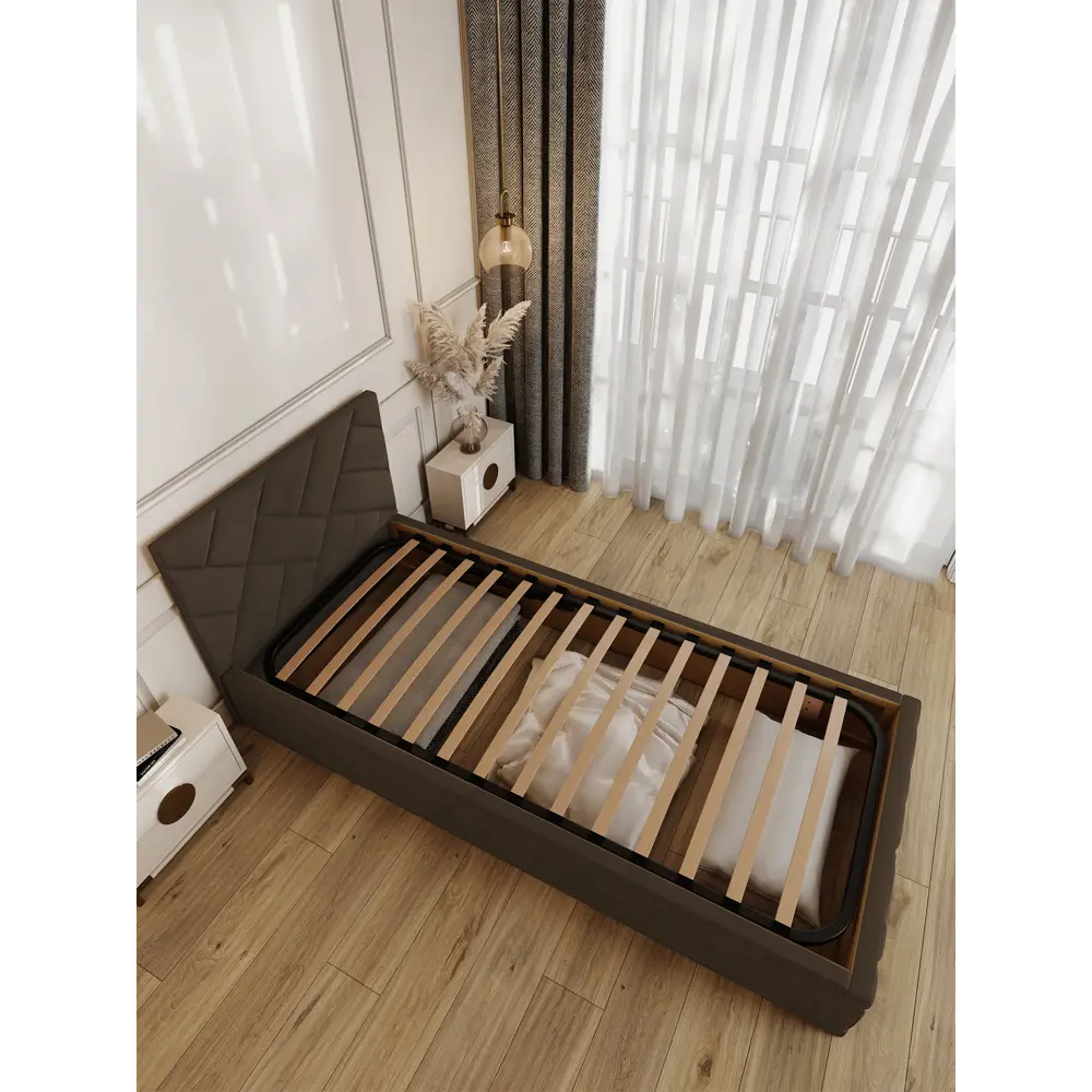 Фото 3 Кровать Solarius Эпсилон 200x90 см подъемный механизм обивка с диагональной утяжкой цвет коричневый Фото 3 Кровать Solarius Эпсилон 200x90 см подъемный механизм обивка с диагональной утяжкой цвет коричневый