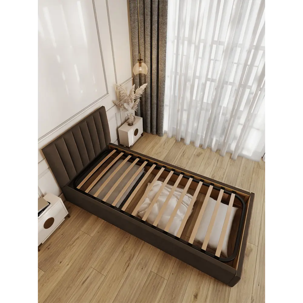 Фото 3 Кровать Solarius Эпсилон 200x90 см подъемный механизм обивка с вертикальной утяжкой цвет коричневый Фото 3 Кровать Solarius Эпсилон 200x90 см подъемный механизм обивка с вертикальной утяжкой цвет коричневый