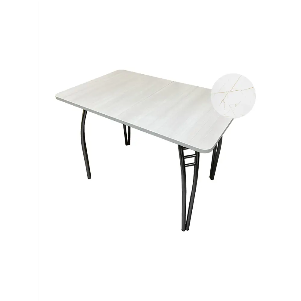 Фото Стол прямоугольный Вв-мебель 110x70 см лдсп цвет хром/каспий белый/белый Фото Стол прямоугольный Вв-мебель 110x70 см лдсп цвет хром/каспий белый/белый