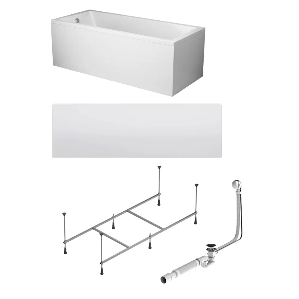 Фото 12 Ванна Am.pm Gem 140x70 см акриловая с каркасом с фронтальной панелью и слив-перелив цвет белый