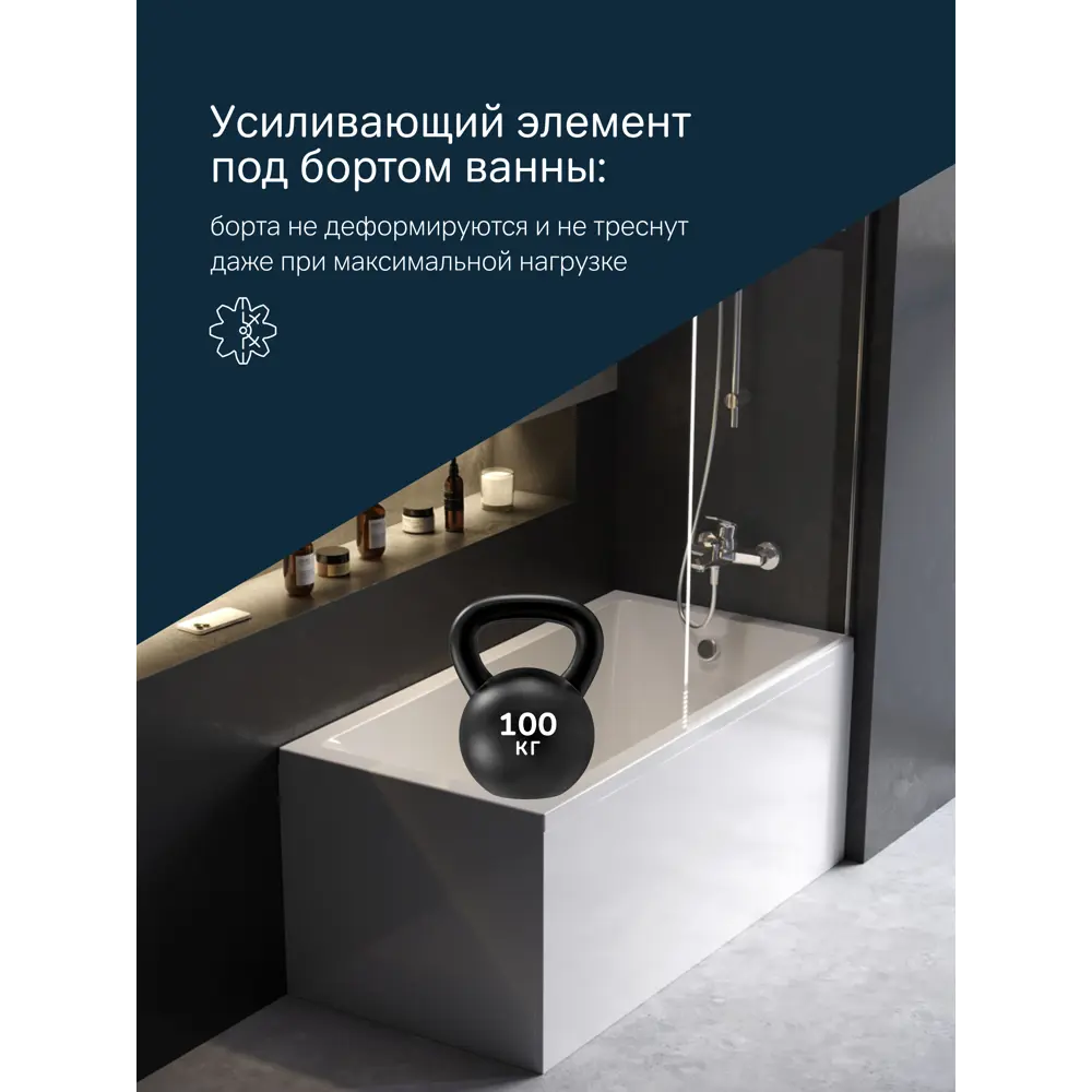 Фото 4 Ванна Am.pm Gem 140x70 см акриловая с каркасом с фронтальной панелью и слив-перелив цвет белый