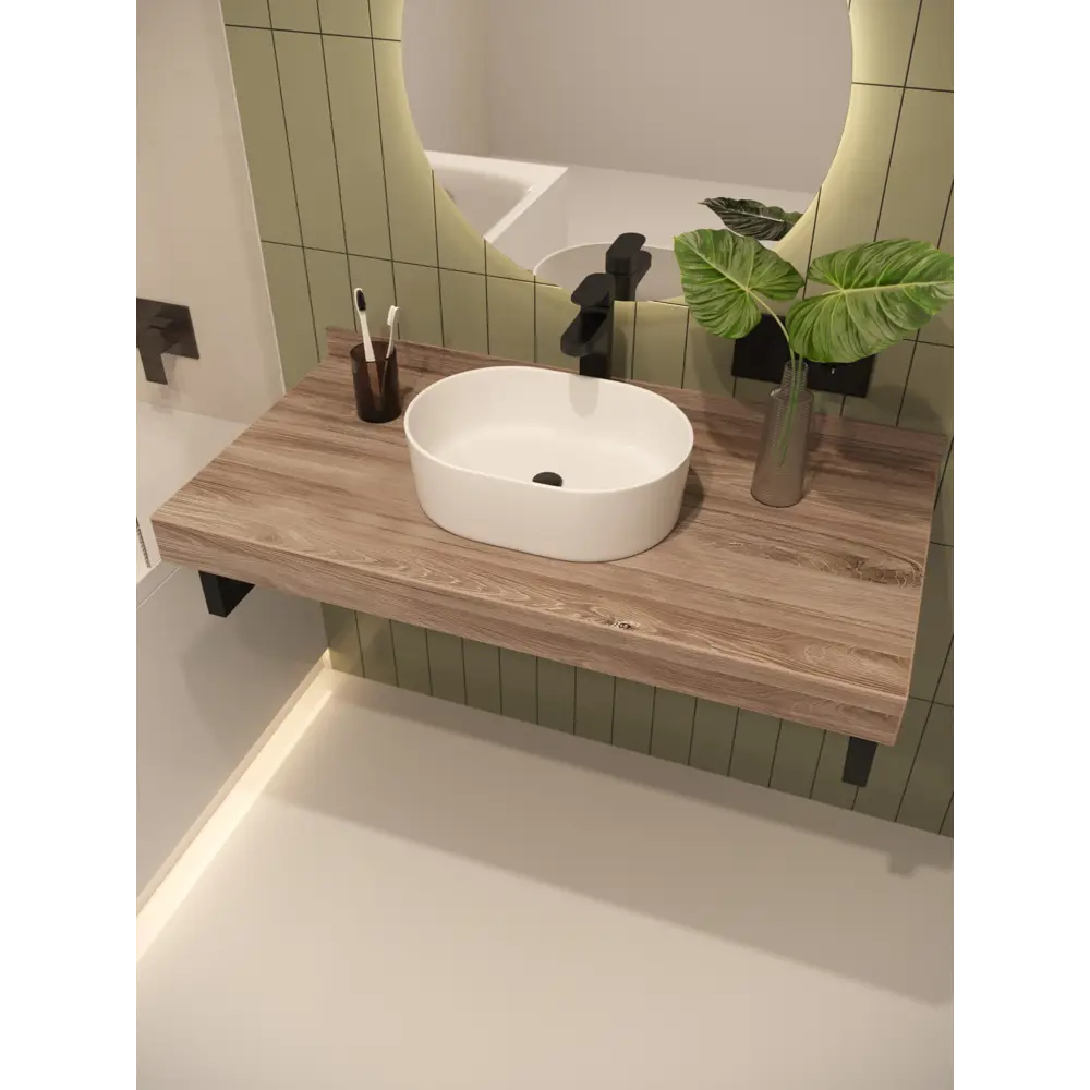 Фото 6 Столешница в ванную Watersense W00299 100x50см Керамогранит цвет коричневый Фото 6 Столешница в ванную Watersense W00299 100x50см Керамогранит цвет коричневый