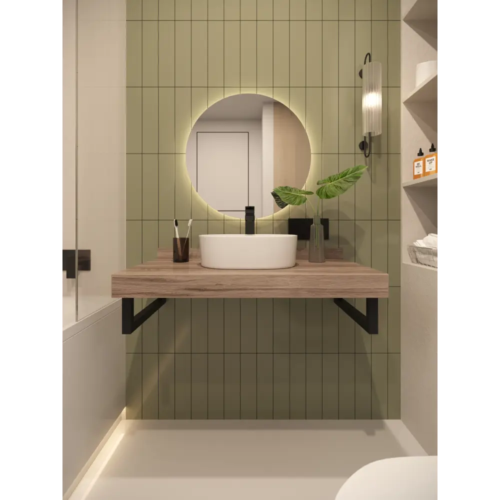 Фото 5 Столешница в ванную Watersense W00298 90x50см Керамогранит цвет коричневый Фото 5 Столешница в ванную Watersense W00298 90x50см Керамогранит цвет коричневый