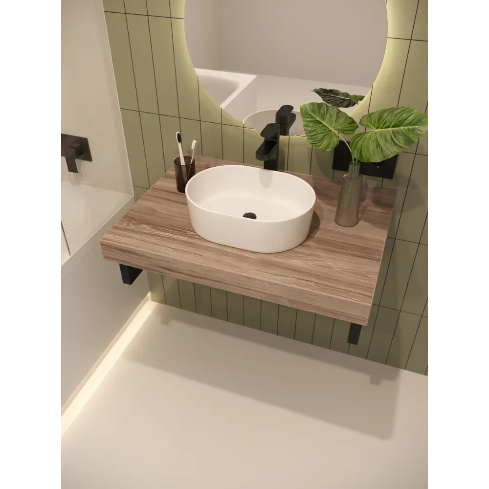 Фото 6 Столешница в ванную Watersense W00297 80x50см Керамогранит цвет коричневый Фото 6 Столешница в ванную Watersense W00297 80x50см Керамогранит цвет коричневый