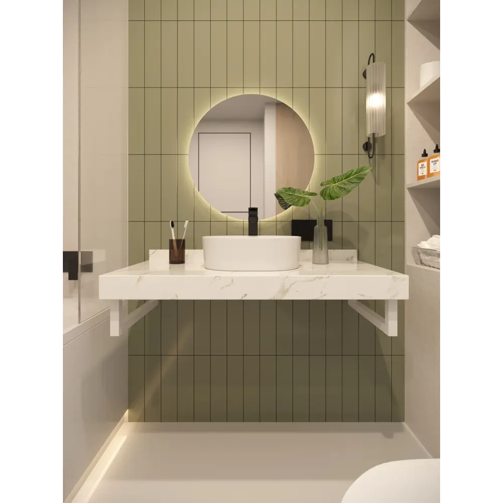 Фото 5 Столешница в ванную Watersense W00284 100x50см Керамогранит цвет белый Фото 5 Столешница в ванную Watersense W00284 100x50см Керамогранит цвет белый