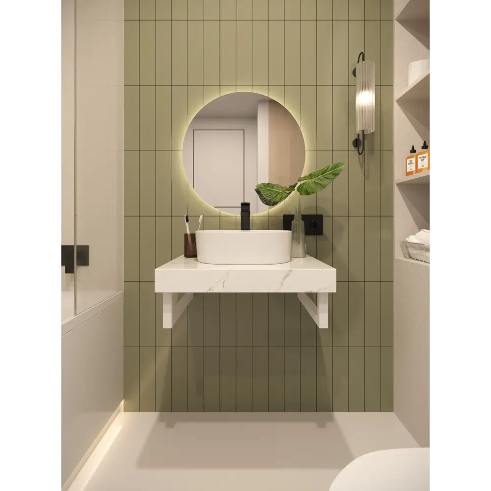 Фото 5 Столешница в ванную Watersense W00280 60x50см Керамогранит цвет белый Фото 5 Столешница в ванную Watersense W00280 60x50см Керамогранит цвет белый