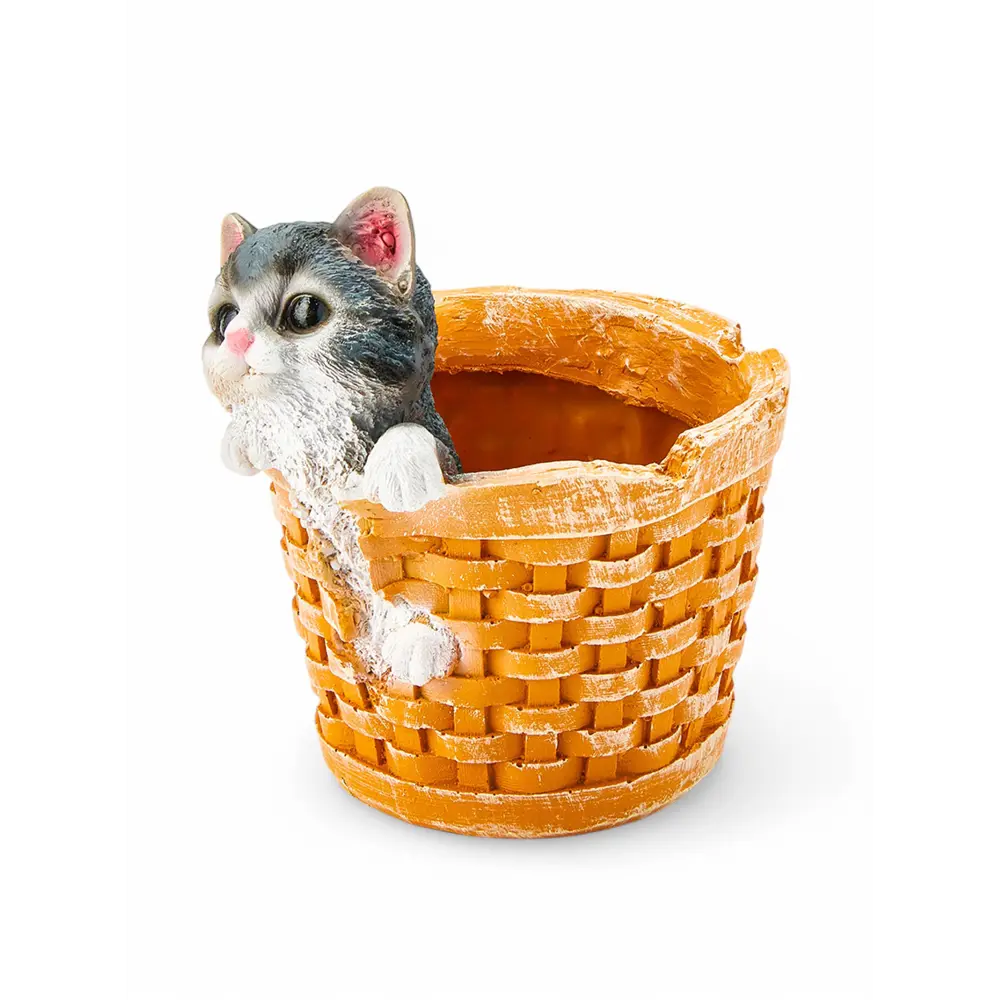 Фото 4 Кашпо Хорошие Сувениры Котенок в круглой корзине 3374689 20x18 см 4 л Фото 4 Кашпо Хорошие Сувениры Котенок в круглой корзине 3374689 20x18 см 4 л
