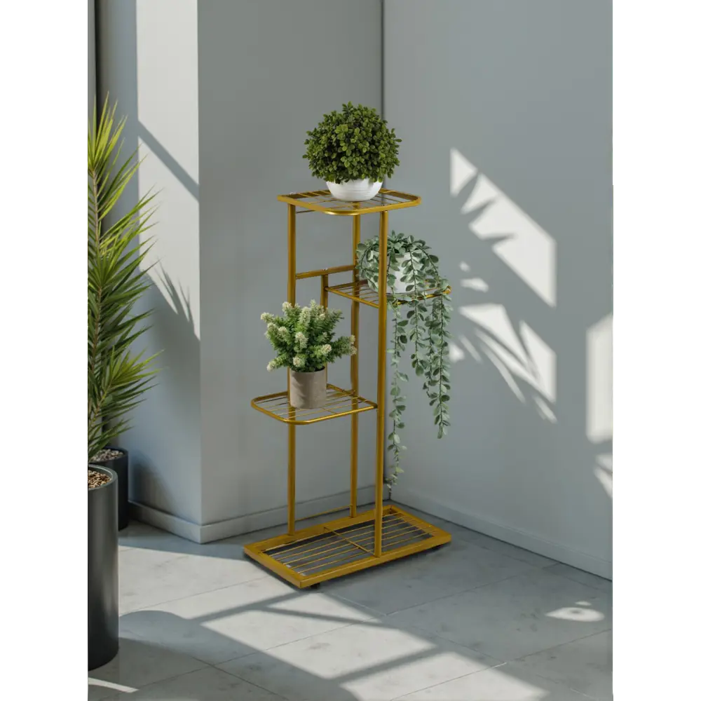 Фото Подставка для цветочных горшков Greengo 10747742 43x22x82 см металл золотой