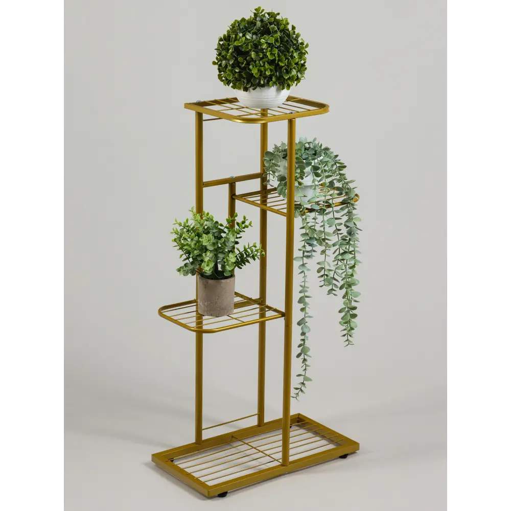 Фото 2 Подставка для цветочных горшков Greengo 10747742 43x22x82 см металл золотой