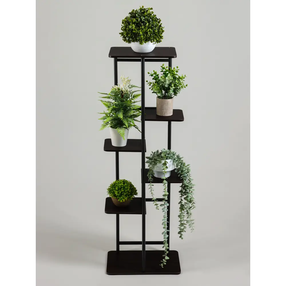 Фото 3 Подставка для цветочных горшков Greengo 10747758 36x23x106 см металл/МДФ черный