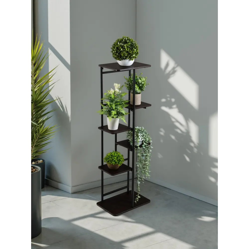 Фото Подставка для цветочных горшков Greengo 10747758 36x23x106 см металл/МДФ черный