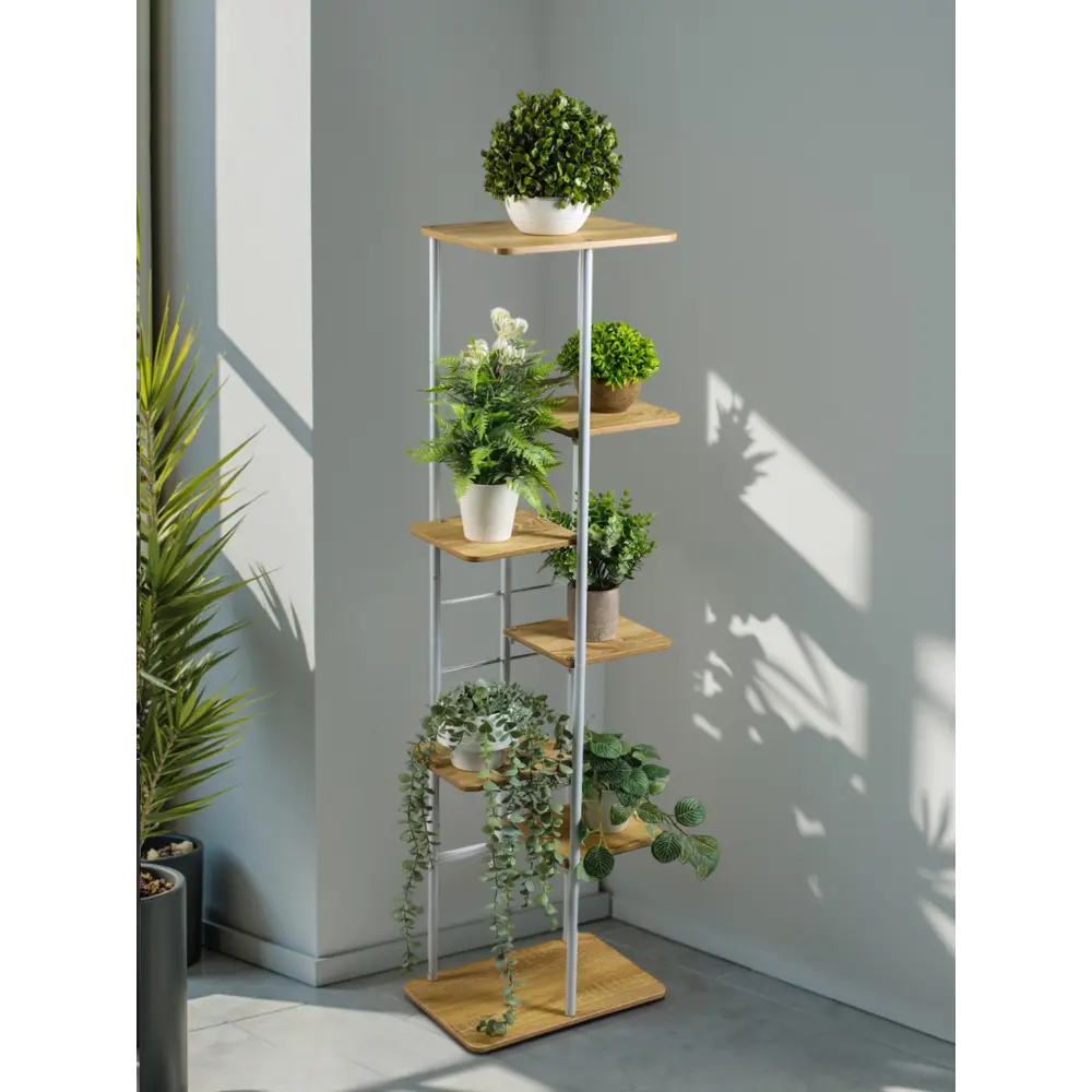 Фото Подставка для цветочных горшков Greengo 10747754 36x23x120 см металл/МДФ белый Фото Подставка для цветочных горшков Greengo 10747754 36x23x120 см металл/МДФ белый