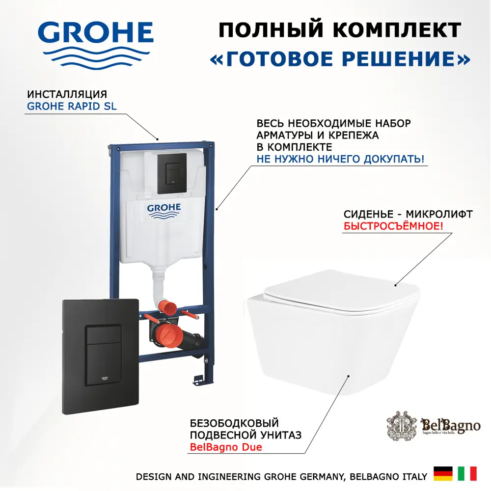 Фото 7 Комплект инсталляция с унитазом Grohe 570608 цвет белый