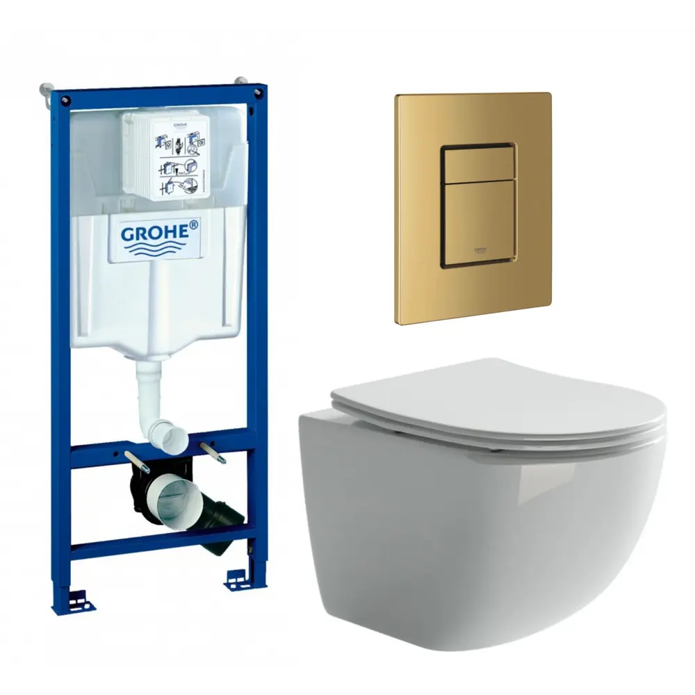 Фото Комплект инсталляция с унитазом Grohe 639735 цвет белый Фото Комплект инсталляция с унитазом Grohe 639735 цвет белый