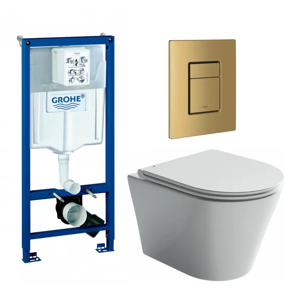 Фото Комплект инсталляция с унитазом Grohe 639736 цвет белый Фото Комплект инсталляция с унитазом Grohe 639736 цвет белый