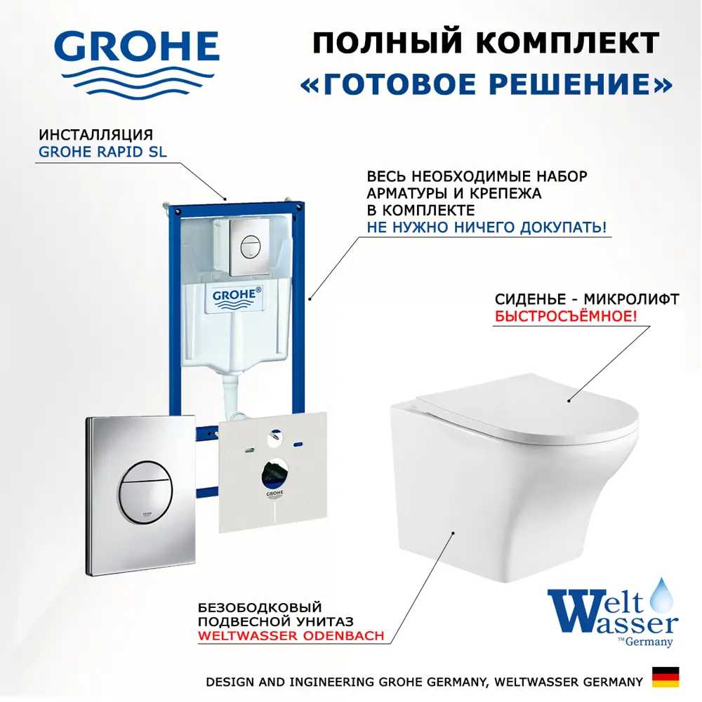 Фото 7 Комплект инсталляция с унитазом Grohe 513273 цвет белый Фото 7 Комплект инсталляция с унитазом Grohe 513273 цвет белый