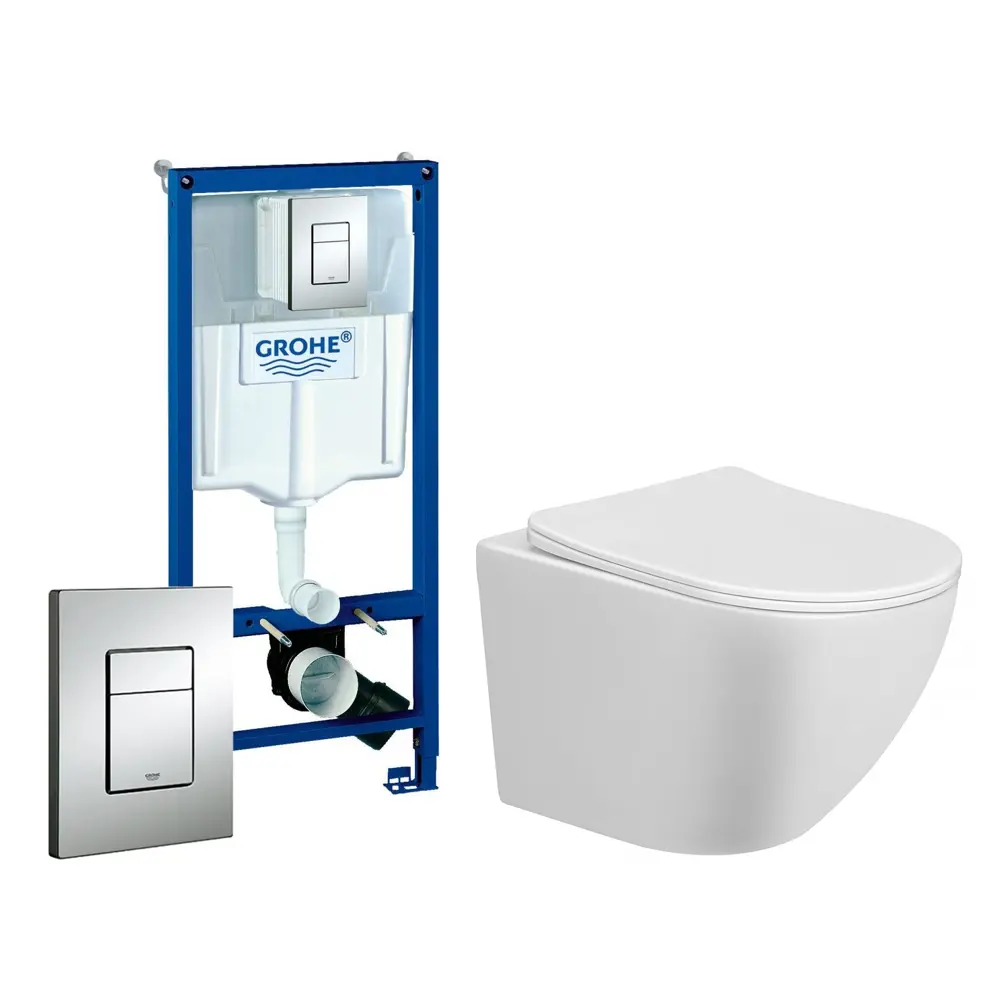 Фото Комплект инсталляция с унитазом Grohe 570605 цвет белый Фото Комплект инсталляция с унитазом Grohe 570605 цвет белый