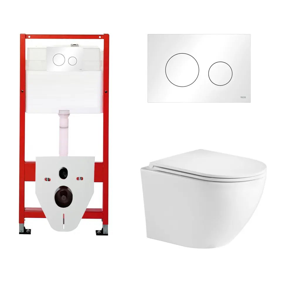 Фото Комплект инсталляция с унитазом Tece 437104 цвет белый Фото Комплект инсталляция с унитазом Tece 437104 цвет белый