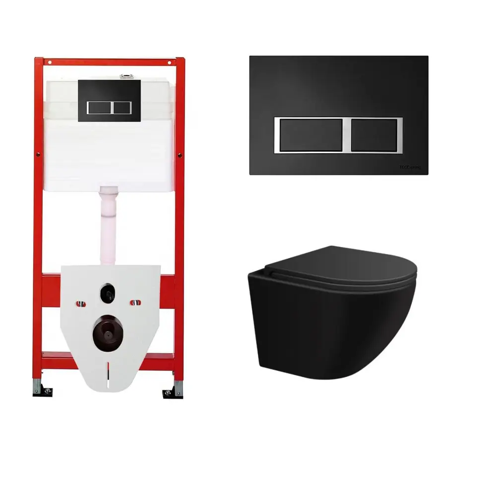 Фото Комплект инсталляция с унитазом Tece 524539 цвет черный Фото Комплект инсталляция с унитазом Tece 524539 цвет черный