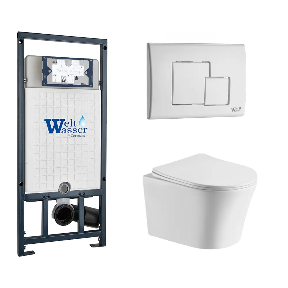 Фото Комплект инсталляция с унитазом Weltwasser 542269 цвет белый Фото Комплект инсталляция с унитазом Weltwasser 542269 цвет белый