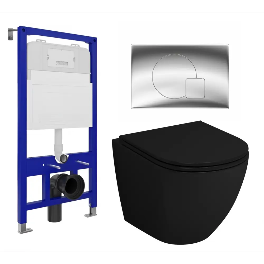 Фото Комплект инсталляция с унитазом Enio 541644 цвет черный Фото Комплект инсталляция с унитазом Enio 541644 цвет черный