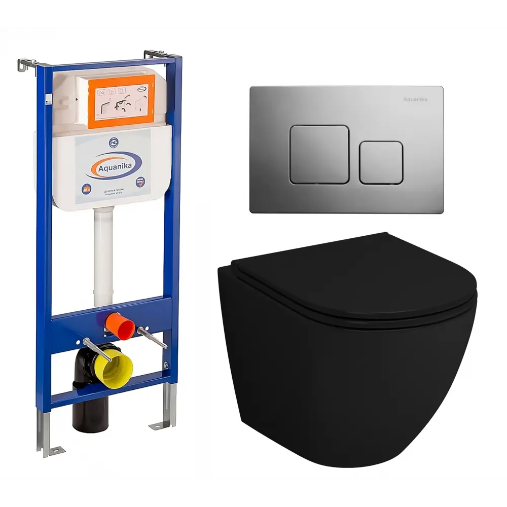 Фото Комплект инсталляция с унитазом Enio 590574 цвет черный Фото Комплект инсталляция с унитазом Enio 590574 цвет черный