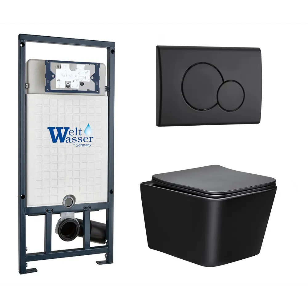 Фото Комплект инсталляция с унитазом Weltwasser 542143 цвет черный Фото Комплект инсталляция с унитазом Weltwasser 542143 цвет черный