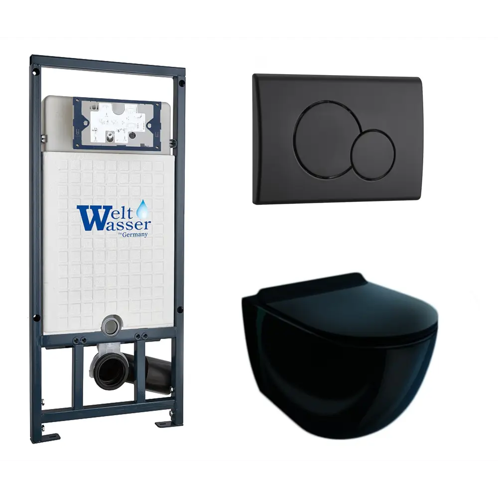 Фото Комплект инсталляция с унитазом Weltwasser 542151 цвет черный Фото Комплект инсталляция с унитазом Weltwasser 542151 цвет черный