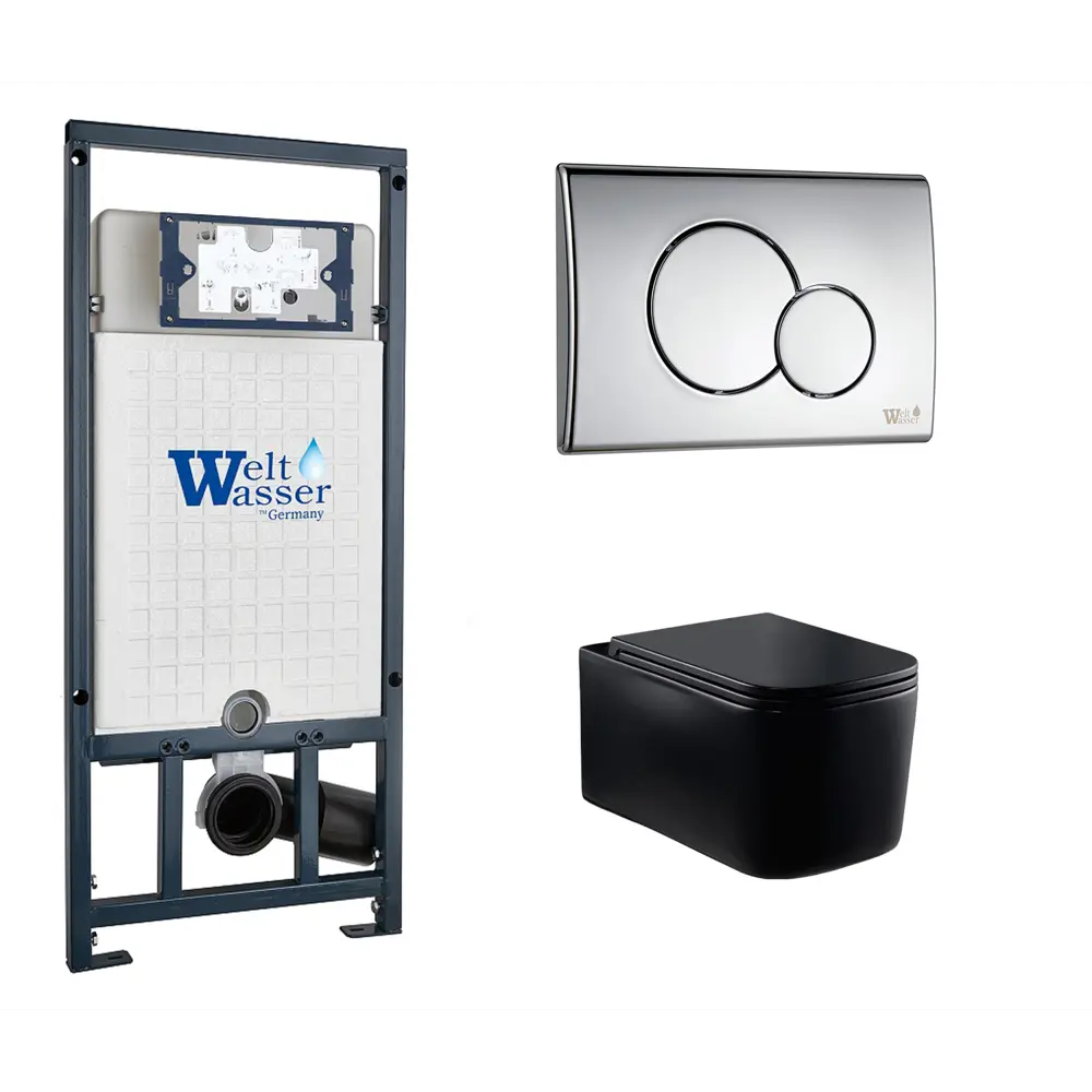 Фото Комплект инсталляция с унитазом Weltwasser 534987 цвет черный Фото Комплект инсталляция с унитазом Weltwasser 534987 цвет черный