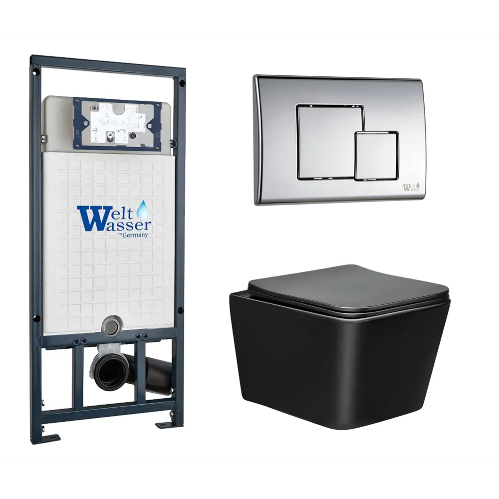 Фото Комплект инсталляция с унитазом Weltwasser 542420 цвет черный Фото Комплект инсталляция с унитазом Weltwasser 542420 цвет черный