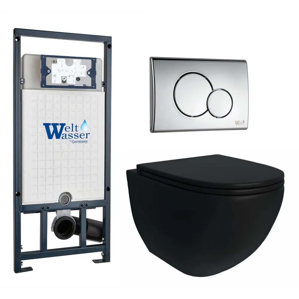 Фото Комплект инсталляция с унитазом Weltwasser 681686 цвет черный Фото Комплект инсталляция с унитазом Weltwasser 681686 цвет черный