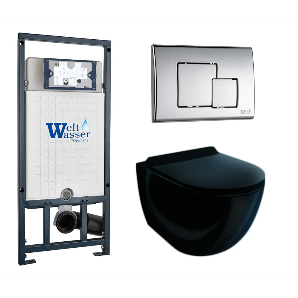 Фото Комплект инсталляция с унитазом Weltwasser 542428 цвет черный Фото Комплект инсталляция с унитазом Weltwasser 542428 цвет черный