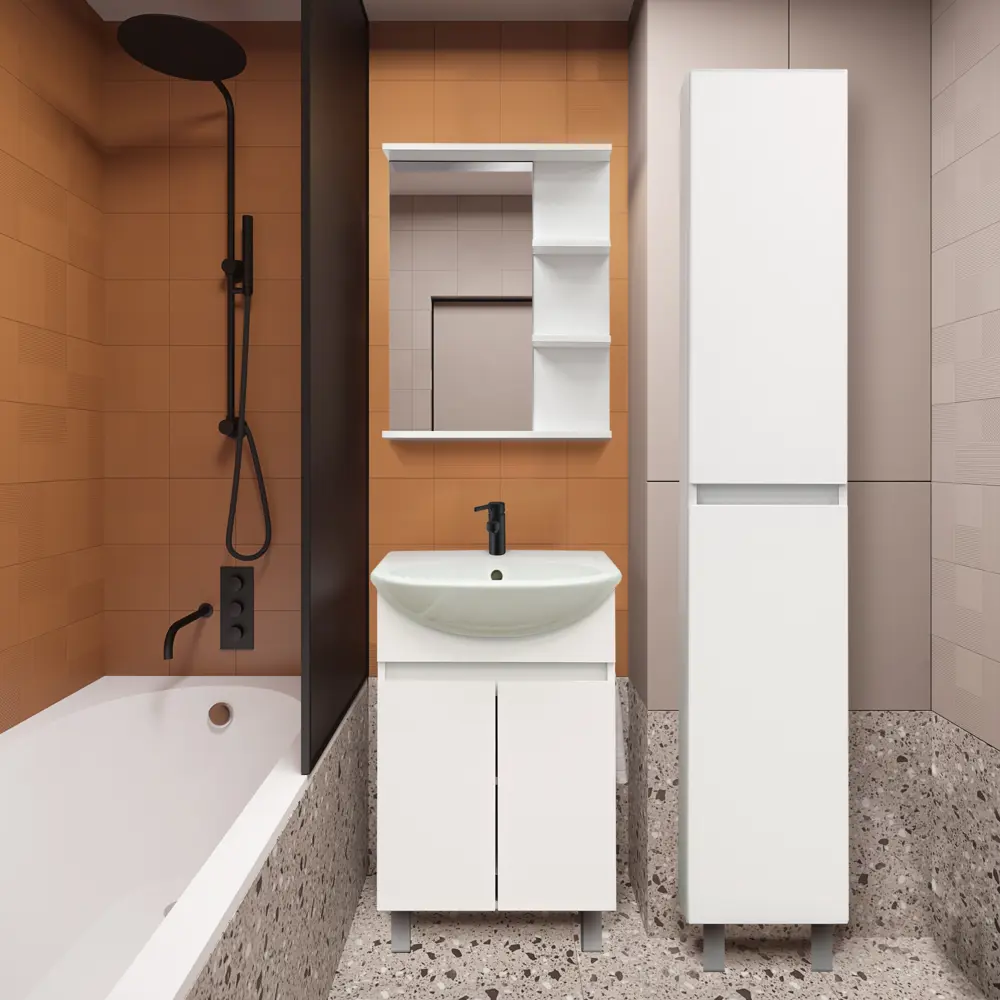 Фото 17 Тумба под раковину напольная Doratiz 9908.132 51см цвет белый