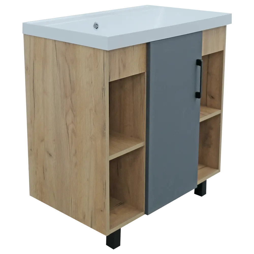 Фото 7 Тумба под раковину напольная Doratiz 9908.133 79.5см цвет графит, ватан Фото 7 Тумба под раковину напольная Doratiz 9908.133 79.5см цвет графит, ватан