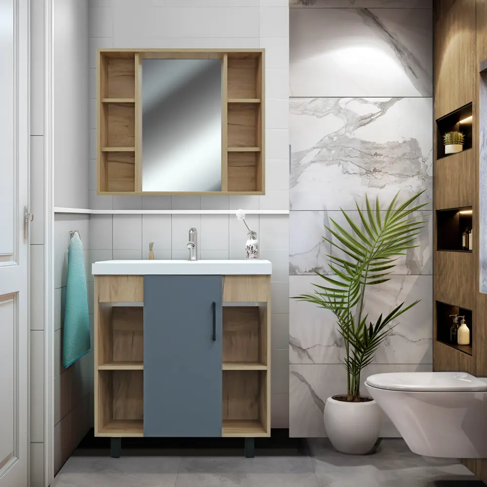 Фото 20 Тумба под раковину напольная Doratiz 9908.133 79.5см цвет графит, ватан Фото 20 Тумба под раковину напольная Doratiz 9908.133 79.5см цвет графит, ватан