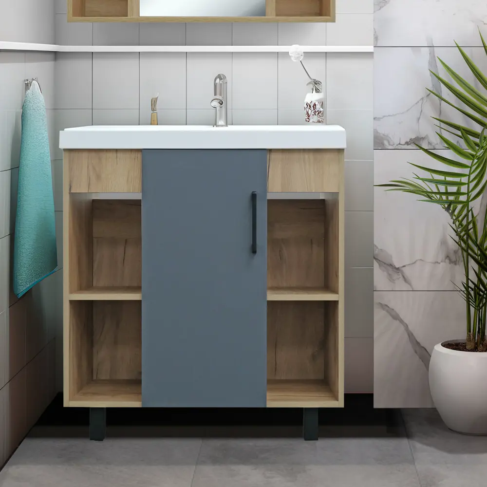 Фото 17 Тумба под раковину напольная Doratiz 9908.133 79.5см цвет графит, ватан Фото 17 Тумба под раковину напольная Doratiz 9908.133 79.5см цвет графит, ватан