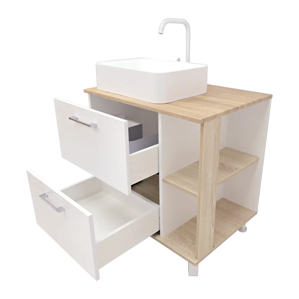 Фото 15 Тумба под раковину напольная Doratiz 9908.182 70см цвет белый, дуб сонома Фото 15 Тумба под раковину напольная Doratiz 9908.182 70см цвет белый, дуб сонома