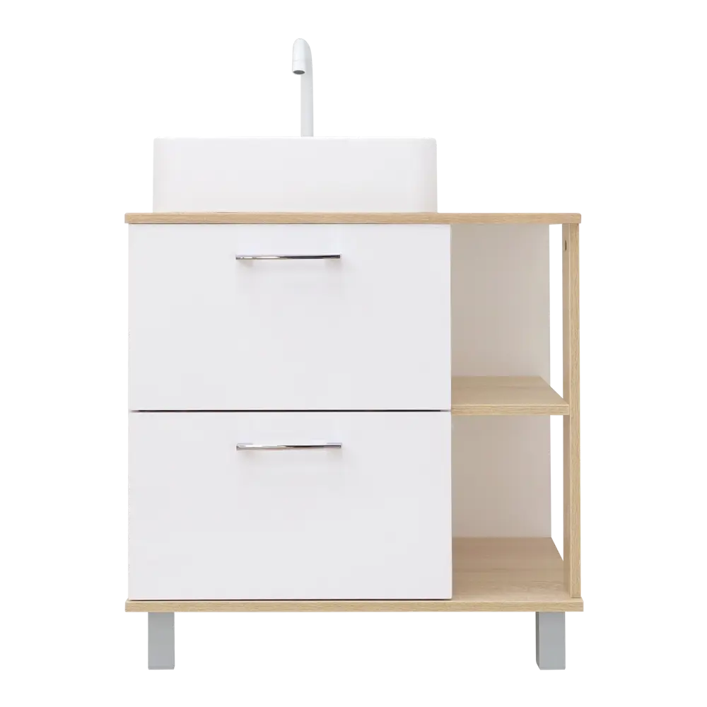 Фото 8 Тумба под раковину напольная Doratiz 9908.182 70см цвет белый, дуб сонома Фото 8 Тумба под раковину напольная Doratiz 9908.182 70см цвет белый, дуб сонома