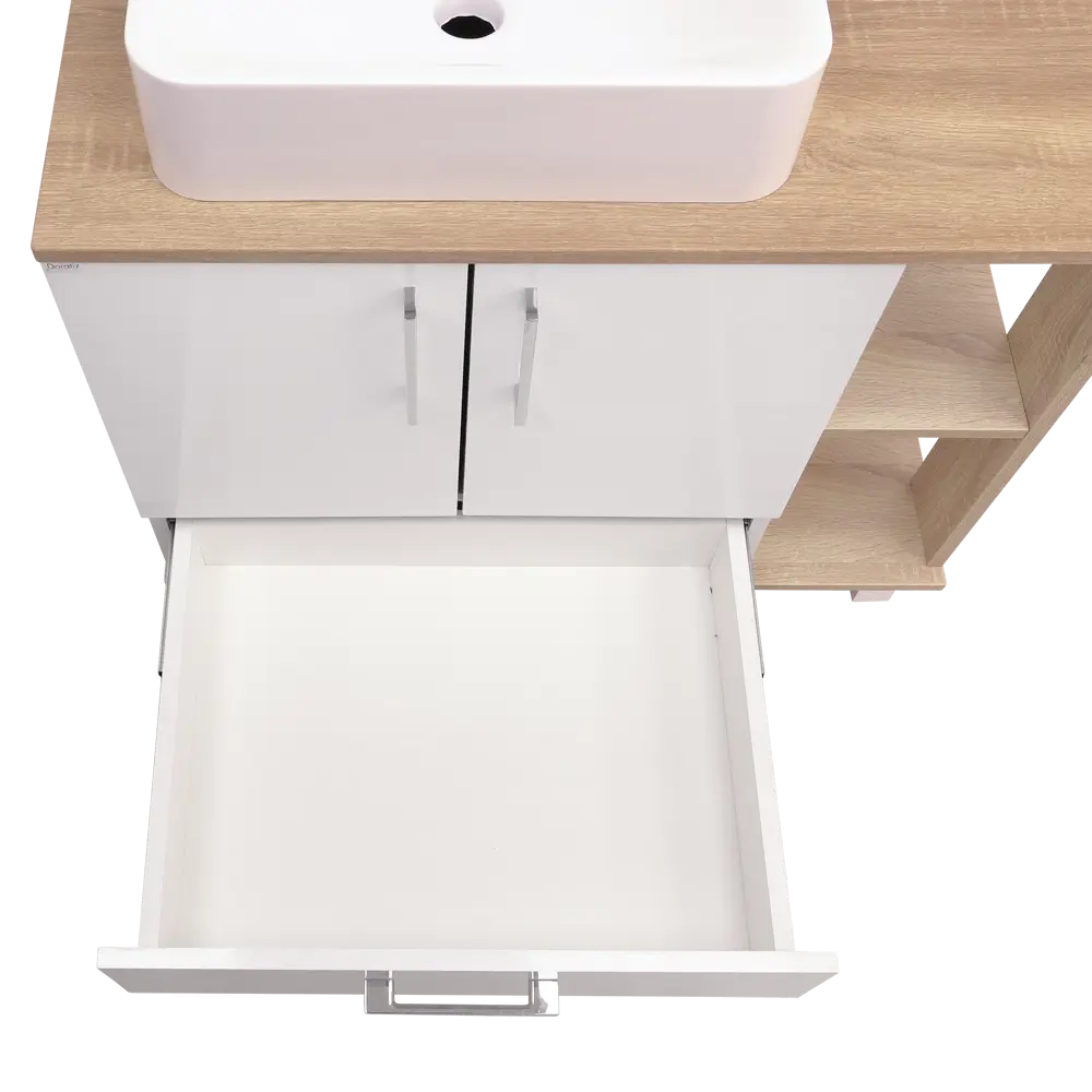 Фото 14 Тумба под раковину напольная Doratiz 9908.184 80см цвет белый, дуб сонома Фото 14 Тумба под раковину напольная Doratiz 9908.184 80см цвет белый, дуб сонома