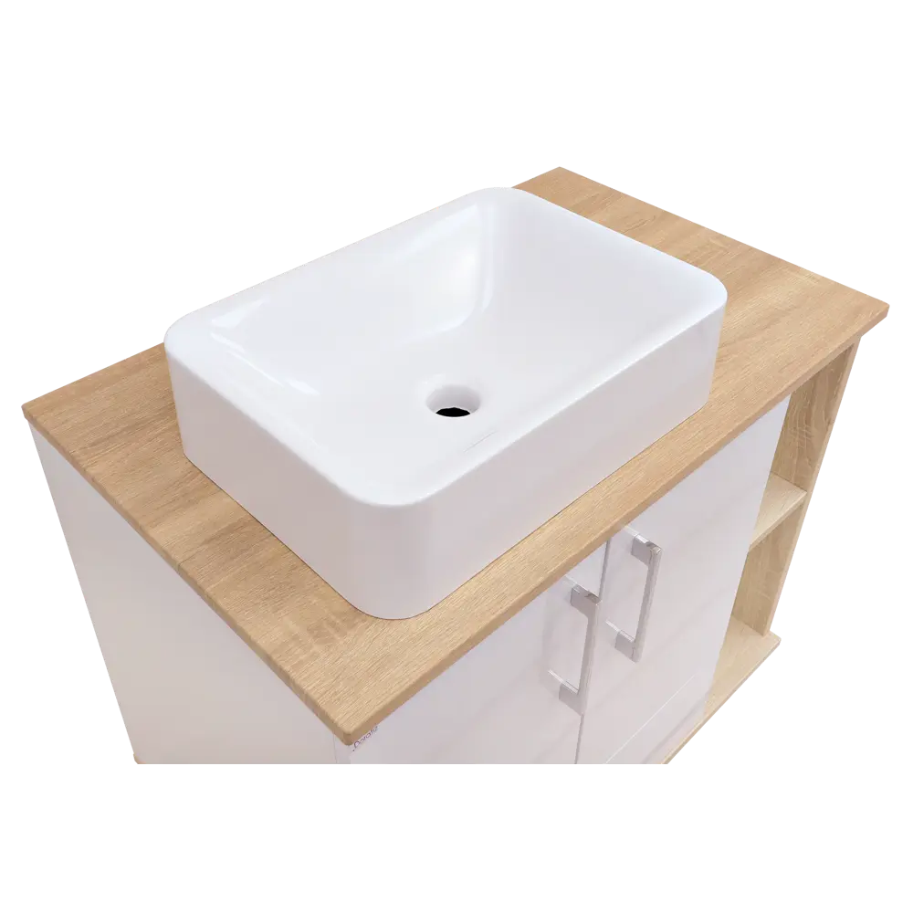 Фото 16 Тумба под раковину напольная Doratiz 9908.184 80см цвет белый, дуб сонома Фото 16 Тумба под раковину напольная Doratiz 9908.184 80см цвет белый, дуб сонома