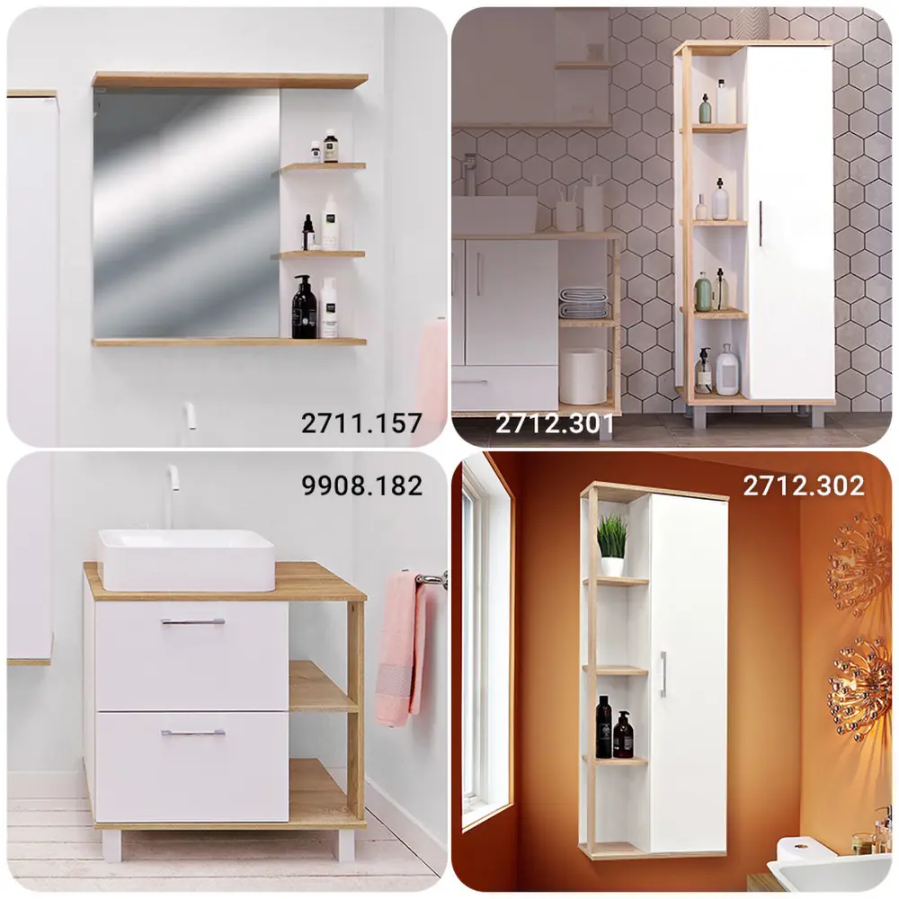 Фото 21 Тумба под раковину напольная Doratiz 9908.184 80см цвет белый, дуб сонома Фото 21 Тумба под раковину напольная Doratiz 9908.184 80см цвет белый, дуб сонома