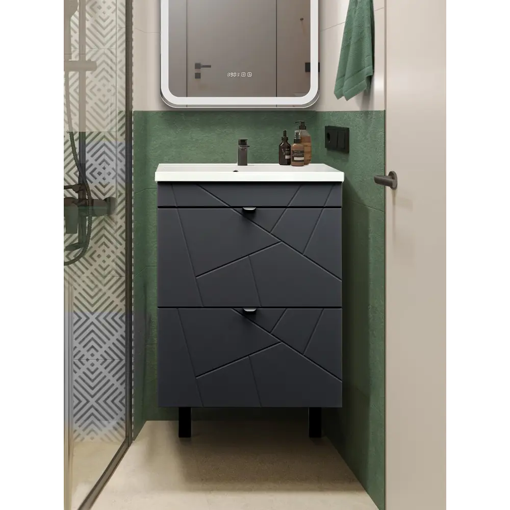 Фото 22 Тумба под раковину подвесная/напольная Toppus 9711.036 59см цвет графит матовый Фото 22 Тумба под раковину подвесная/напольная Toppus 9711.036 59см цвет графит матовый