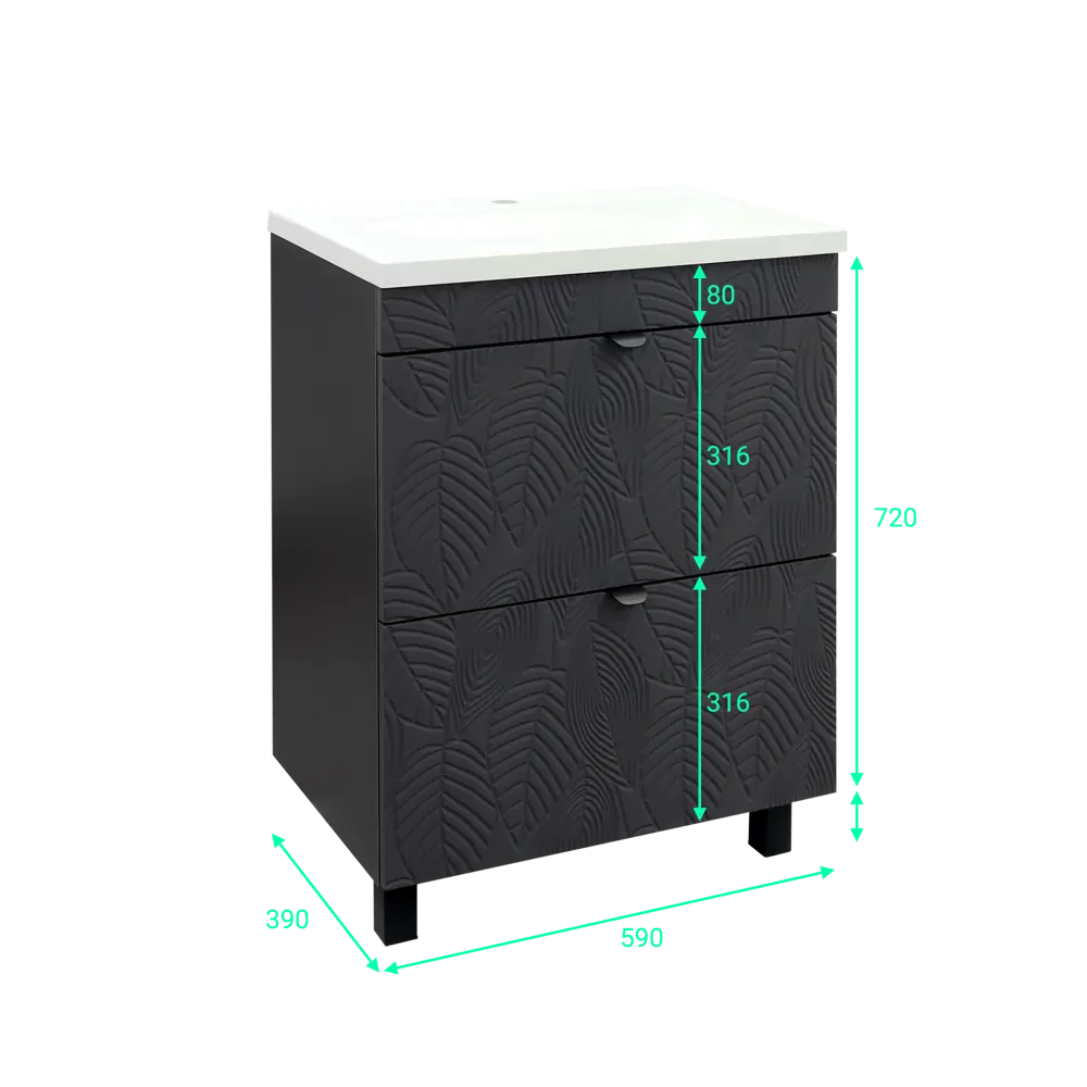 Фото 10 Тумба под раковину подвесная/напольная Toppus 9711.042 59см цвет графит матовый