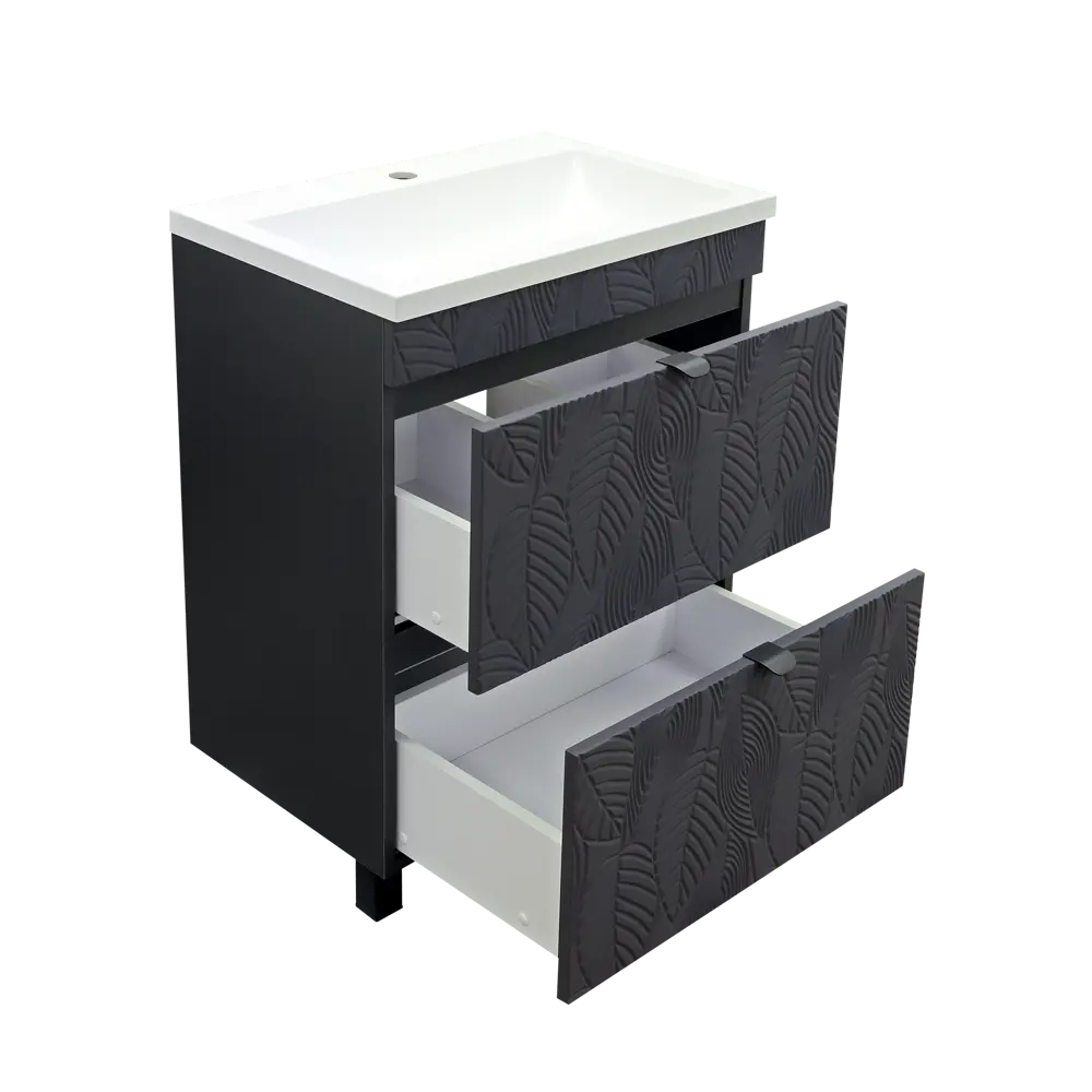 Фото 12 Тумба под раковину подвесная/напольная Toppus 9711.042 59см цвет графит матовый