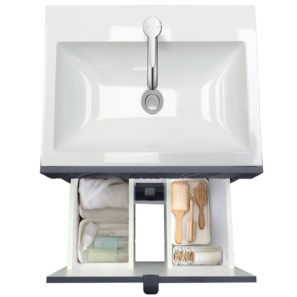 Фото 22 Тумба под раковину подвесная/напольная Toppus 9711.042 59см цвет графит матовый