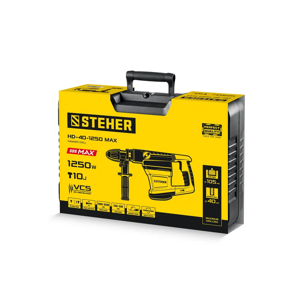 Фото 2 Перфоратор сетевой SDS Max Steher HD-40-1250 Max, 1250 Вт, 10 Дж Фото 2 Перфоратор сетевой SDS Max Steher HD-40-1250 Max, 1250 Вт, 10 Дж