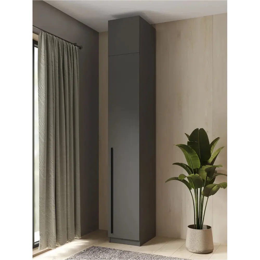 Фото 2 Шкаф распашной Принцесса мелания 3101а с 1 дверью 40x260x50 см ЛДСП цвет графит