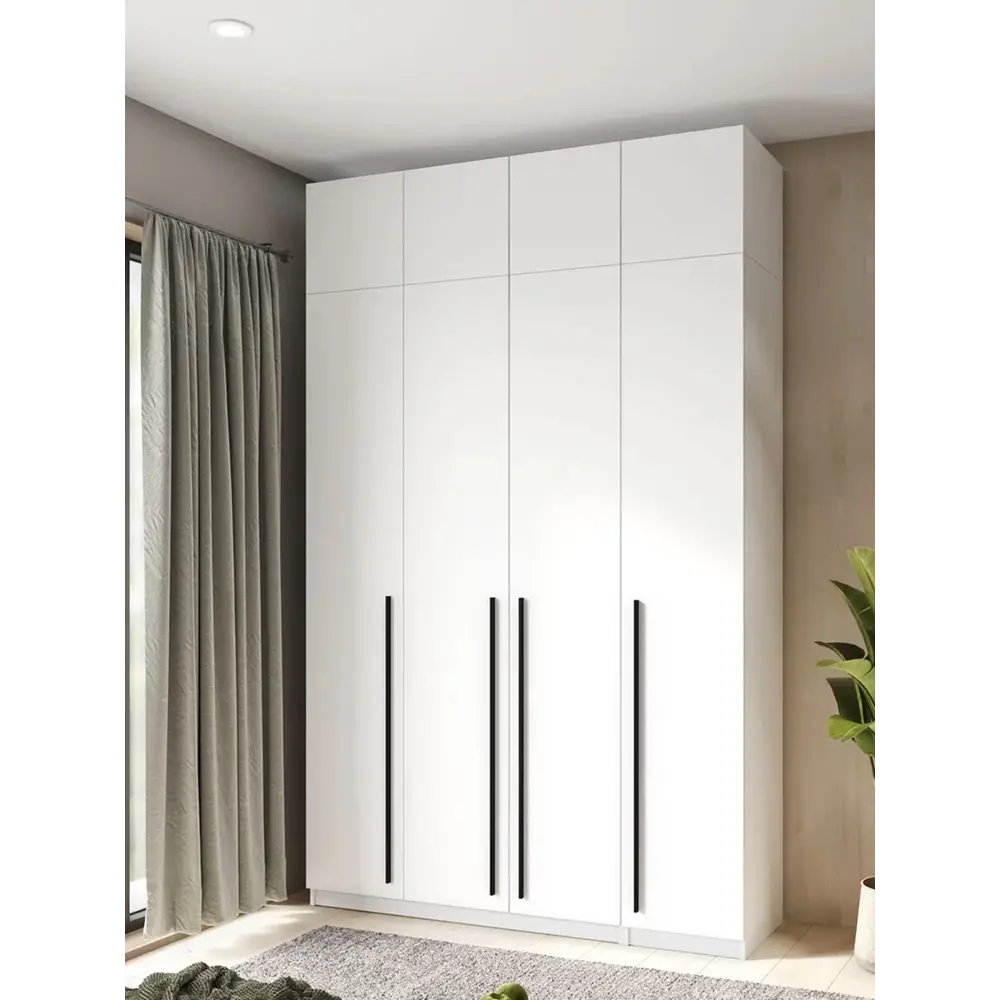 Фото 2 Шкаф распашной Принцесса мелания 3023/1а 4 дверный с антресолью 160x260x50 см ЛДСП цвет белый